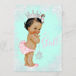 Blauwgroen Blue Winter Wonderland Baby shower Kaart