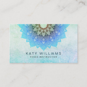 Blauwgroen Blue Yoga Instructor Lotus Flower Water Visitekaartje