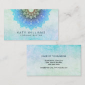 Blauwgroen Blue Yoga Instructor Lotus Flower Water Visitekaartje (Voorkant / Achterkant)