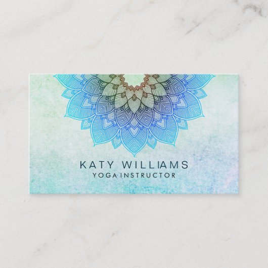 Blauwgroen Blue Yoga Instructor Lotus Flower Water Visitekaartje (Voorkant)