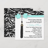 Blauwgroen Blue Zebra-afstudeeraankondigingen Kaart (Voorkant / Achterkant)