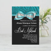 Blauwgroen Blue Zebra Bat Mitswa Uitnodiging (Staand voorkant)