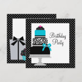 Blauwgroen Blue Zebra Cake Cupcake verjaardagsfees Kaart (Voorkant / Achterkant)