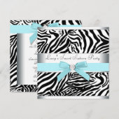 Blauwgroen Blue Zebra Sweet Sixteen Verjaardagsfee Kaart (Voorkant / Achterkant)