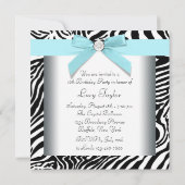Blauwgroen Blue Zebra Sweet Sixteen Verjaardagsfee Kaart (Achterkant)
