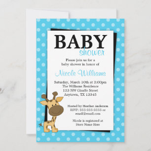 Blauwgroen BluePolka Dot Giraffe Baby Shower-uitno Kaart
