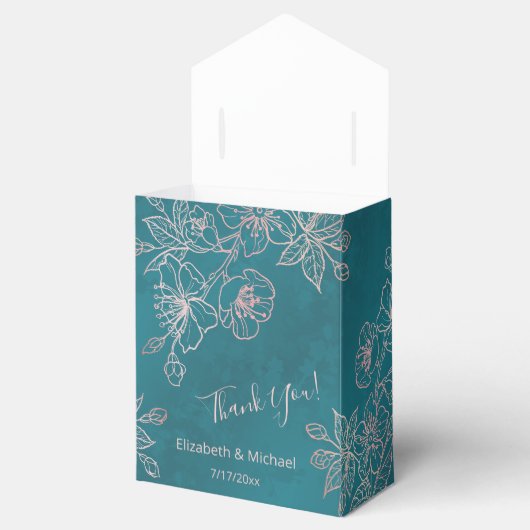 Blauwgroen Blush Pink | Aangepaste bruiloft Bedankdoosjes (Geopend)