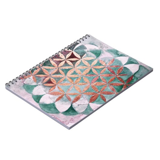 Blauwgroen Blush Roze Pastel Abstract Waterverf Pa Notitieboek (Linkerzijde)