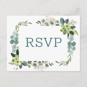 Blauwgroen boeket - RSVP Post Kaart