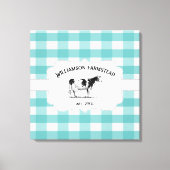 Blauwgroen Boerderij met bufferplaat Koe Canvas af (Voorkant)