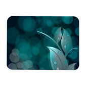Blauwgroen bokeh bladeren magneet (Horizontaal)