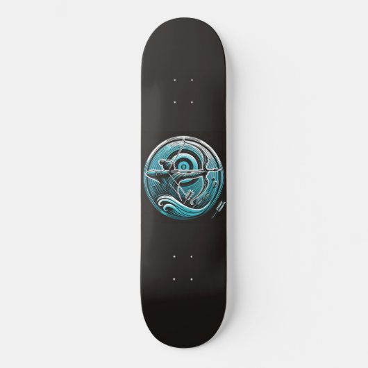 Blauwgroen boogschutter skateboard (Voorkant)