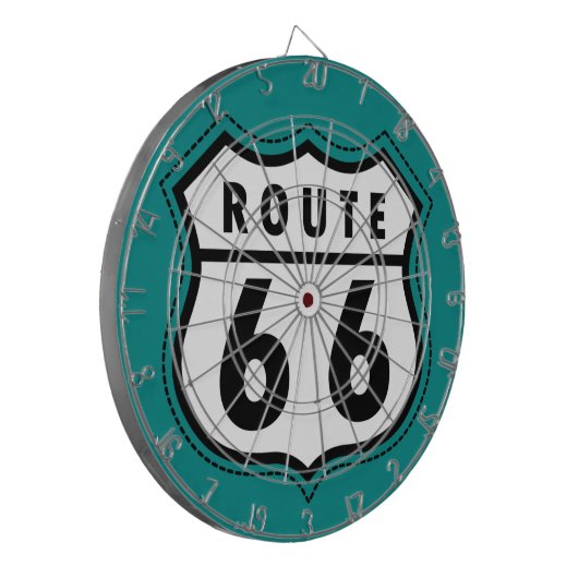 Blauwgroen bord Groene Route 66 Dartbord (Voorkant Links)