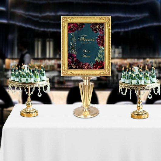 Blauwgroen Bordeaux Jewel Tone Bruiloft Tekens Mat Poster