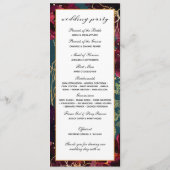 Blauwgroen Bordeaux Jewel Tones Trouwprogramma Menu (Achterkant)