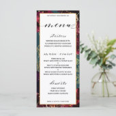 Blauwgroen Bordeaux Jewel Tones Wedding Menu (Staand voorkant)