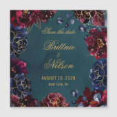 Blauwgroen Bordeaux Sapphire Jewel Tones Save The Magnetische Uitnodiging (Voorkant)