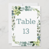 Blauwgroen Bouquet-gespreksstarter - tabelnummer Kaart (Voorkant)