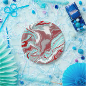 Blauwgroen, Bourgogne, rode en witte marmertruien Papieren Bordje (Feest)