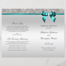 Blauwgroen Bow Silver Sequins Wedding Ceremony Pro