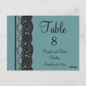 Blauwgroen Briefkaart Franse Lace Table Nummer (Achterkant)