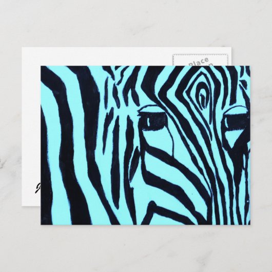 Blauwgroen Briefkaart Zebre (Voorkant / Achterkant)