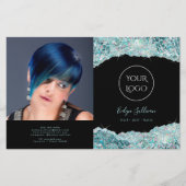 Blauwgroen brochure voor nevelglitter (Voorkant)