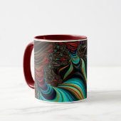 Blauwgroen, bruine en Oranje fractale kunst Mok (Voorkant links)