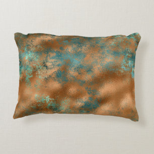Blauwgroen bruine faux koperen patina inspireerde  accent kussen