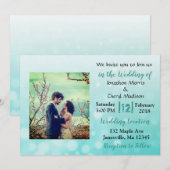 Blauwgroen Bubbels Foto Huwelijksuitnodigingen Kaart (Voorkant / Achterkant)