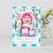 Blauwgroen Buffalo Check Penseel Script VROLIJK KE Feestdagenkaart (Staand voorkant)