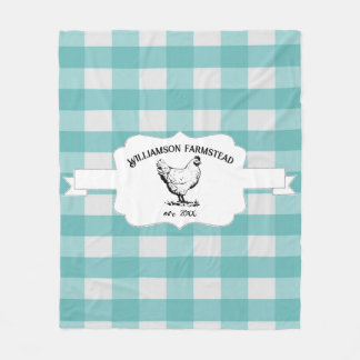 Blauwgroen Buffalo Plaid Boerderij Chicken Fleece  Deken