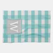 Blauwgroen buffelmonogram handdoek (Horizontaal)