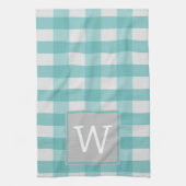 Blauwgroen buffelmonogram handdoek (Verticaal)