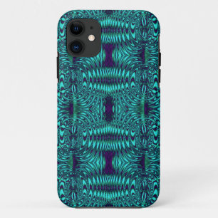 Blauwgroen buig patroon iPhone 11 hoesje
