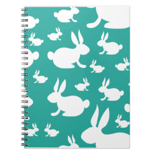 Blauwgroen Bunny Pattern Notitieboek