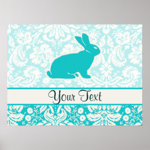 Blauwgroen Bunny Poster