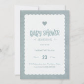 Blauwgroen Burlap Baby shower Uitnodiging - Blank  (Voorkant)