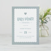Blauwgroen Burlap Baby shower Uitnodiging - Blank  (Staand voorkant)