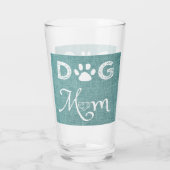 Blauwgroen Burlap Dog Mam Glass Cup Glas (Achterkant)