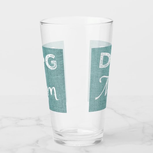 Blauwgroen Burlap Dog Mam Glass Cup Glas (Rechts)