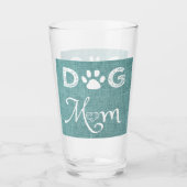 Blauwgroen Burlap Dog Mam Glass Cup Glas (Voorkant)