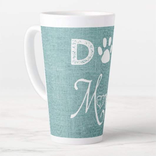 Blauwgroen Burlap Dog Mam Latte Mok (Linkerhoek)