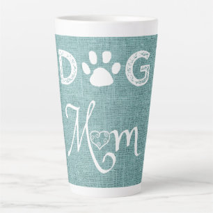 Blauwgroen Burlap Dog Mam Latte Mok