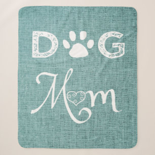 Blauwgroen Burlap Dog mam Sherpa Blanket Deken