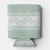 Blauwgroen Burlap en Kant Koelbox Blikjeskoeler (Achterkant)