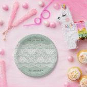 Blauwgroen Burlap en White Lace Paper Bord (Feest)