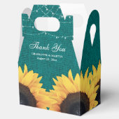 Blauwgroen Burlap Sunflower Weddenschap Hartelijk Bedankdoosjes (Geopend)