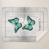 Blauwgroen Butterfly Floral Specialized Sherpa Bla Sherpa Deken (Voorkant (horizontaal))