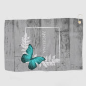 Blauwgroen Butterfly Rustic Golf Towel Golfhanddoek (Horizontaal)